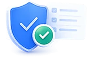 Blue shield with checkmark and approval list representing ekko pre-approved AI content compliance guardrails.